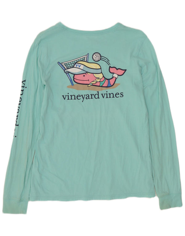 Vineyard Vines Dame Grafisk Top Langærmet UK 14 Medium Blue Cotton