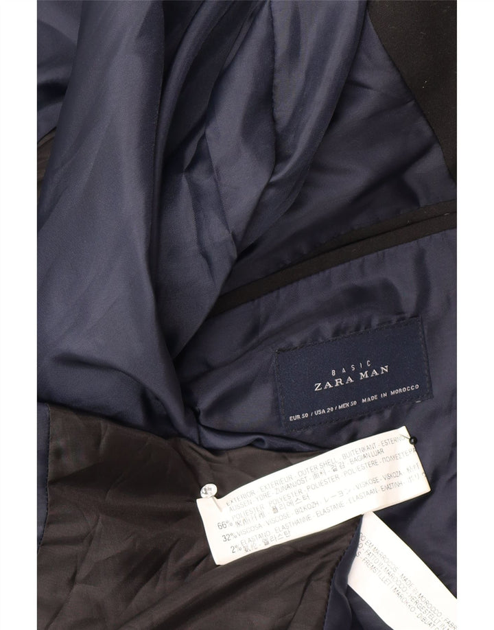 Zara Herre 2-knaps blazerjakke EU 50 Medium Sort Polyester