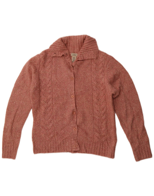 L.L.Bean Dame Cardigan Sweater UK 16 Large Pink Akryl