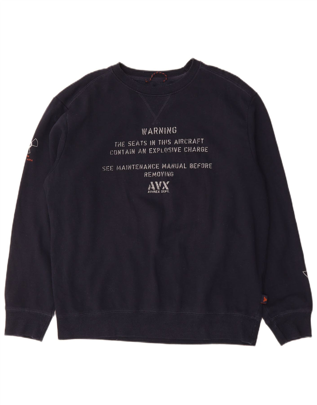 AVIREX grafisk sweatshirt til mænd XL marineblå bomuld