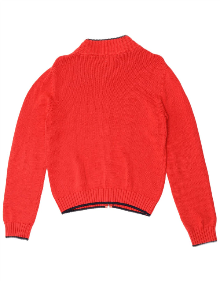 Benetton Dame Grafisk Cardigan Sweater UK 8 Lille Rød