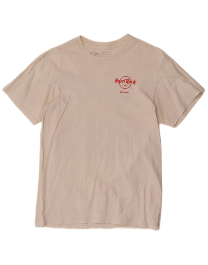 Hard Rock Cafe Herre Key West Grafisk T-Shirt Top Medium Hvid Bomuld