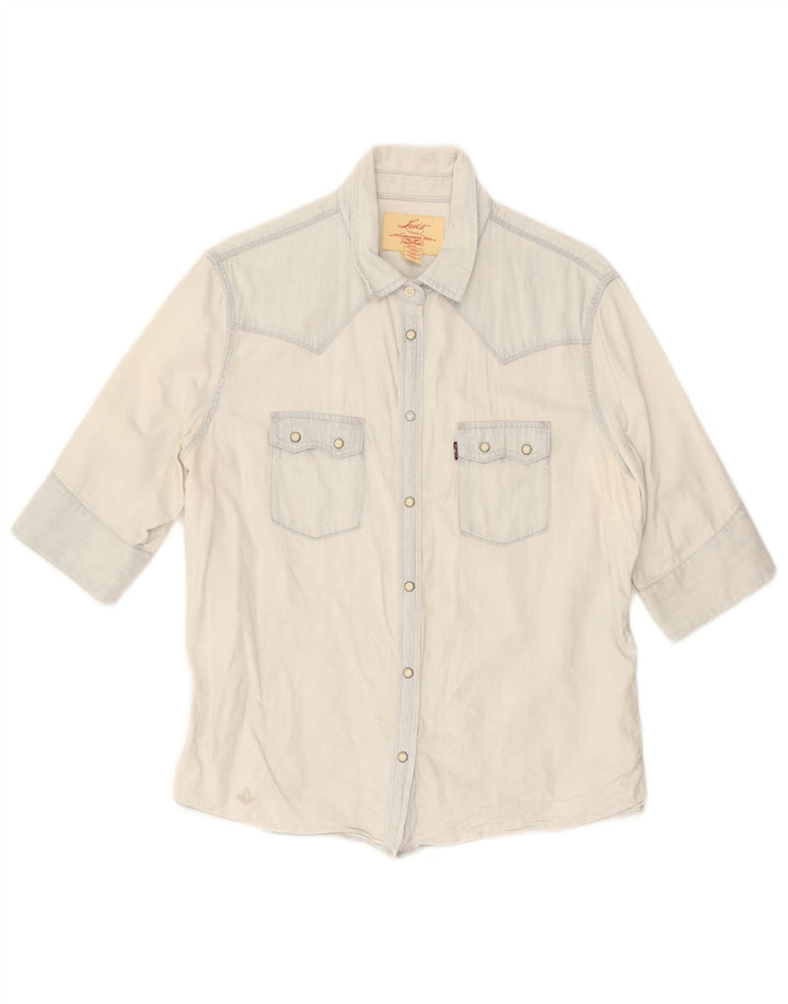 Levi's Dame Kortærmet Denim Shirt UK 16 Large Blue