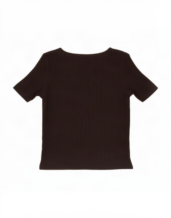 Zara Womens Crop Bluse Top UK 10 Small Black Bomuld