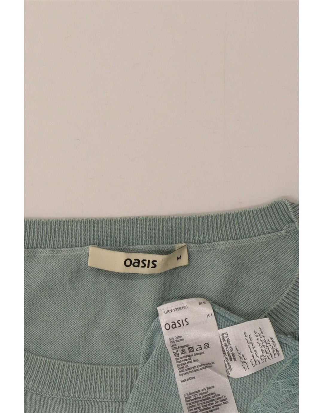 Oasis Dame Boat Neck Jumper Sweater UK 14 Medium turkis bomuld