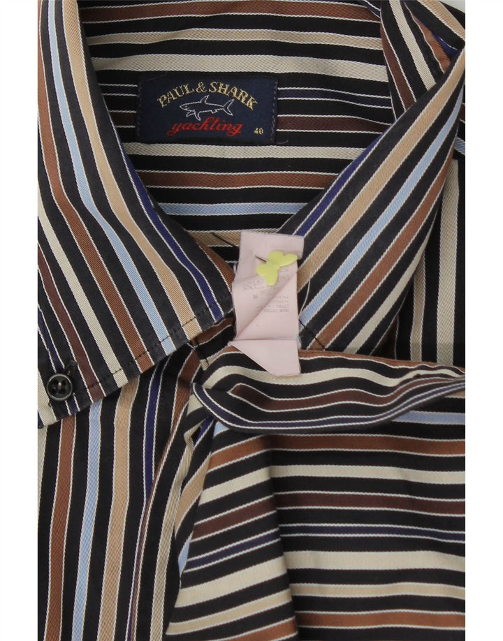 PAUL & SHARK Mens Shirt Size 40 Medium Multicoloured Striped Cotton Vintage Paul & Shark and Second-Hand Paul & Shark from Messina Hembry 