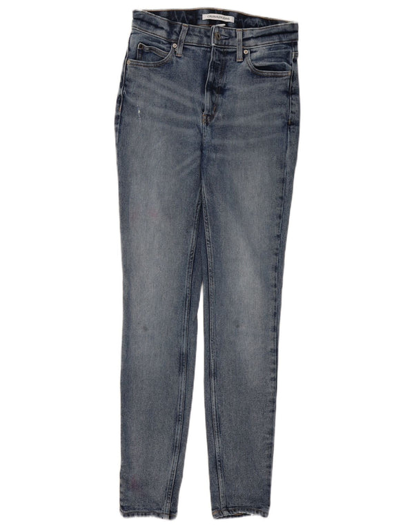 CALVIN KLEIN Dame Skinny Jeans W28 L30 Blå Bomuld