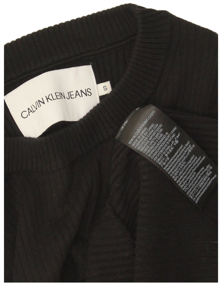 Calvin Klein Dame Grafisk Top Langærmet UK 10 Small Black Colourblock
