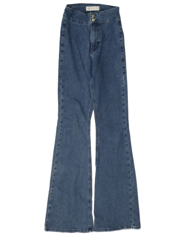 Topshop Dame Højtaljede Flared Jeans W26 L32 Blå Bomuld