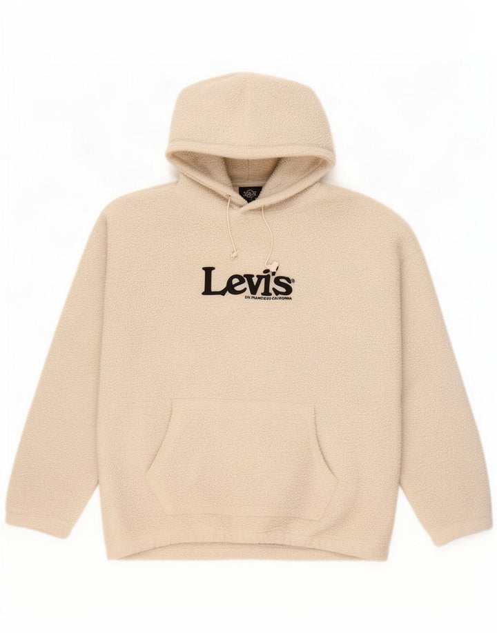 Levi's Grafisk fleecetrøje med hætte til mænd Medium Beige Polyester