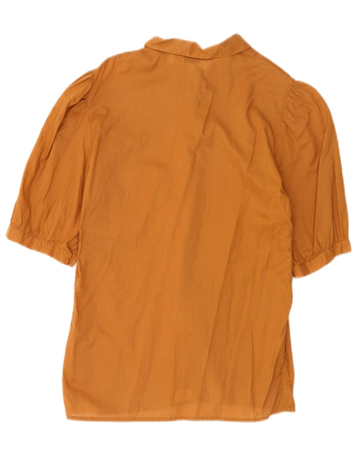 Vintage kortærmet skjortebluse til kvinder IT 42 Medium Brun