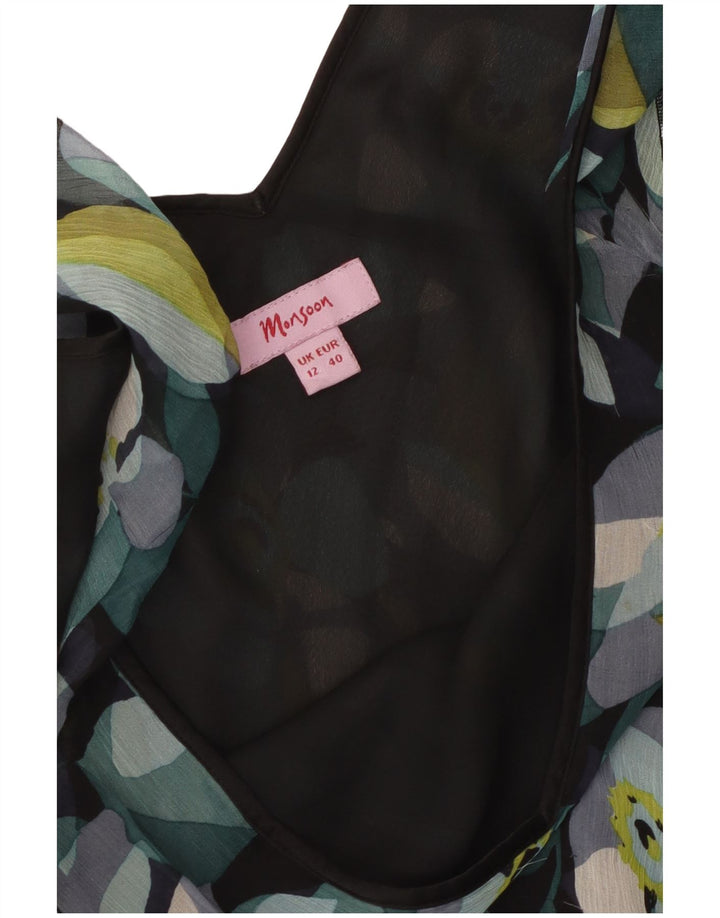 Monsoon Womens Sundress UK 12 Medium Black Floral Silke