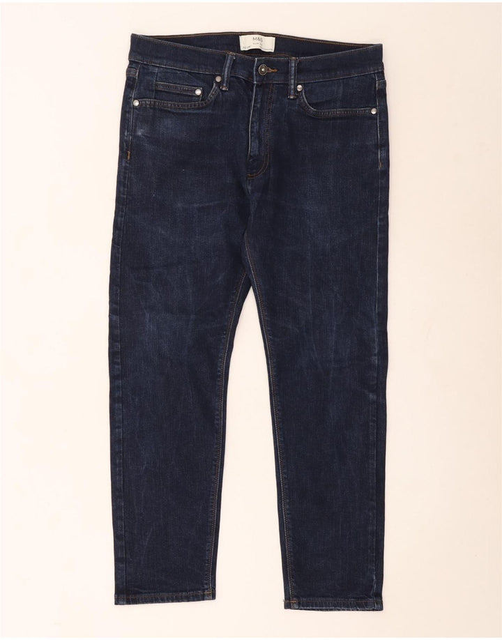 Marks & Spencer Dame Slim Jeans W32 L29 Marineblå Bomuld