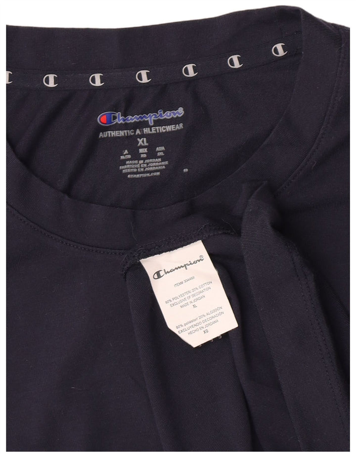 Champion Herre T-Shirt Top XL Marineblå Polyester