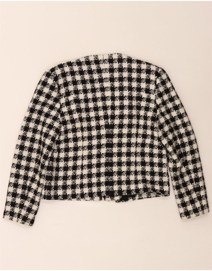 Vintage dame blazerjakke med fuld lynlås UK 14 Medium Black Houndstooth