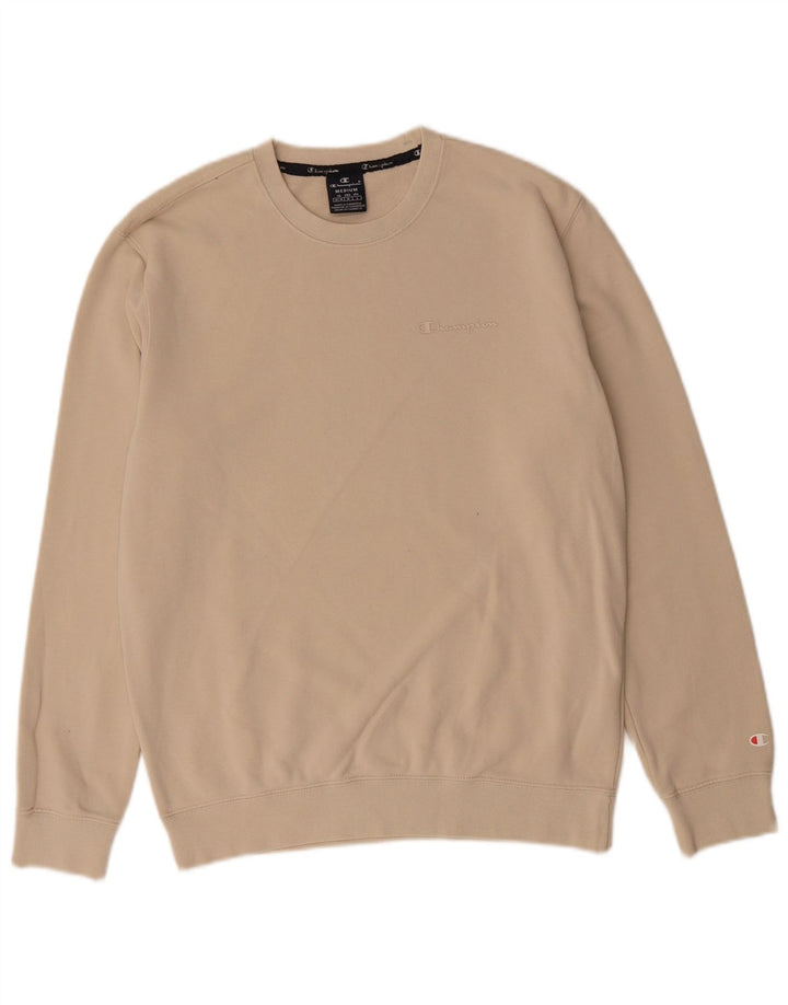CHAMPION Mens Sweatshirt Jumper Medium Beige Cotton