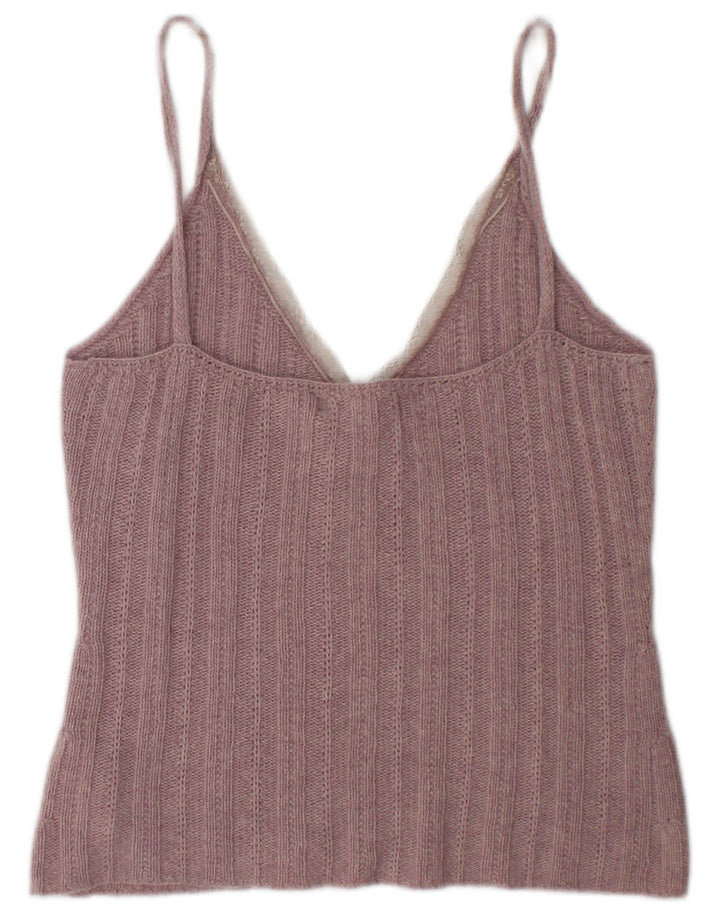 Zara Womens Crop Knit Cami Top UK 14 Large Pink Uld