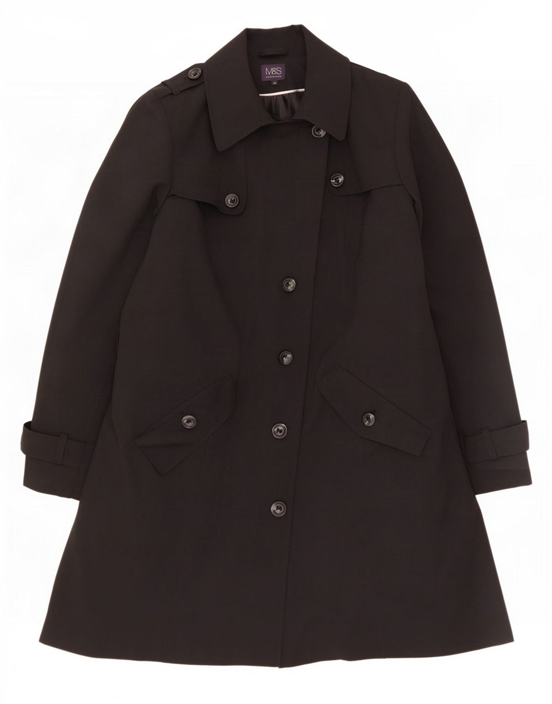 Marks & Spencer Trench Coat til kvinder UK 20 2XL Sort Polyester