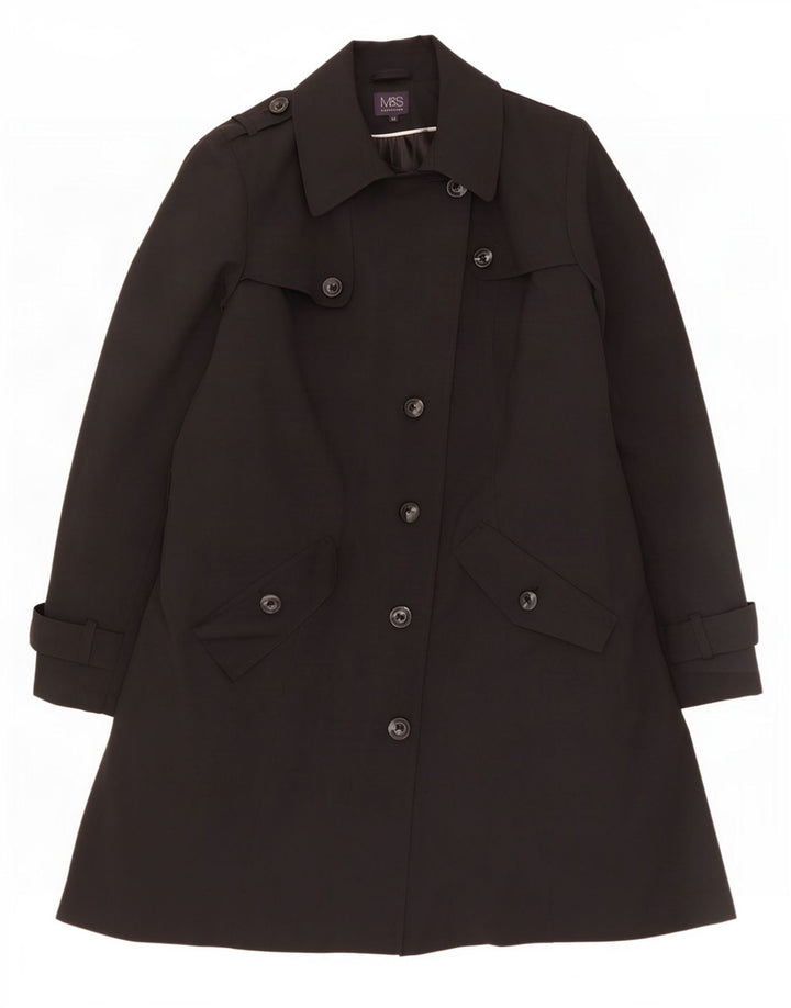 Marks & Spencer Trench Coat til kvinder UK 20 2XL Sort Polyester