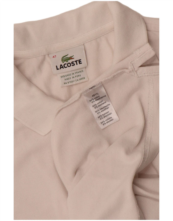Lacoste Dame Polo Shirt Str. 42 Stor Hvid Bomuld