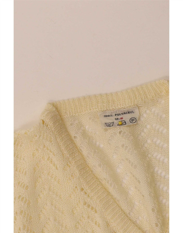 Vintage dame V-hals sweater IT 46 Stor gul polyakryl