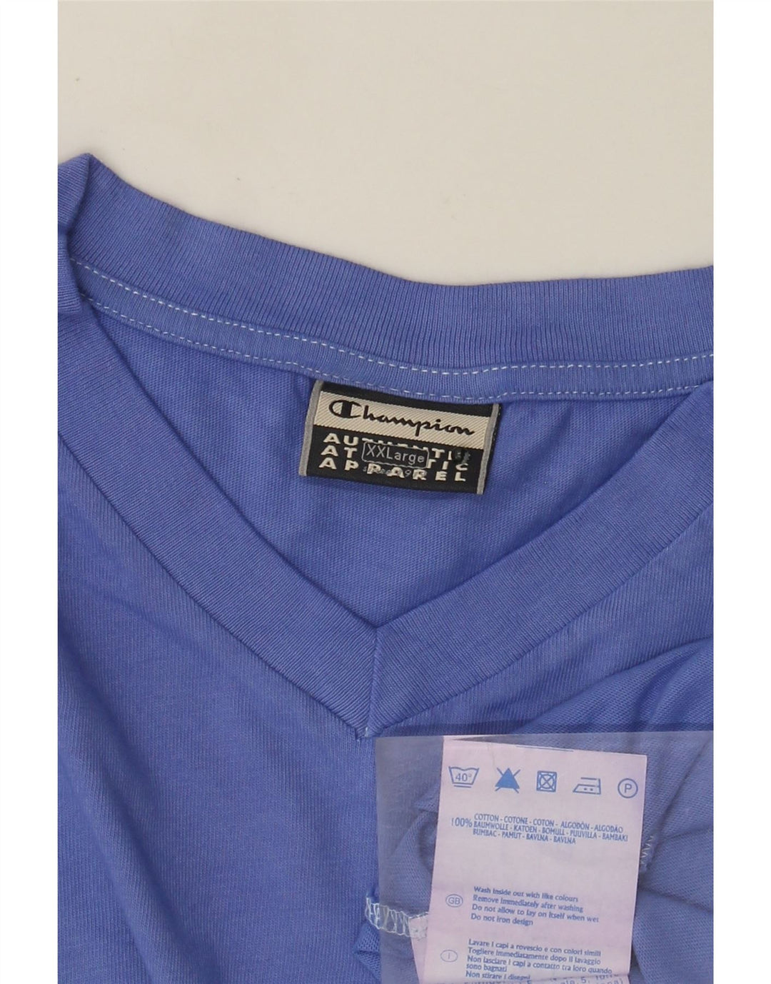 Champion Herre T-Shirt Top 2XL Blå Bomuld