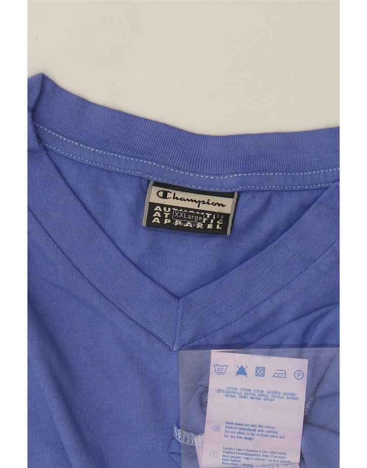 Champion Herre T-Shirt Top 2XL Blå Bomuld