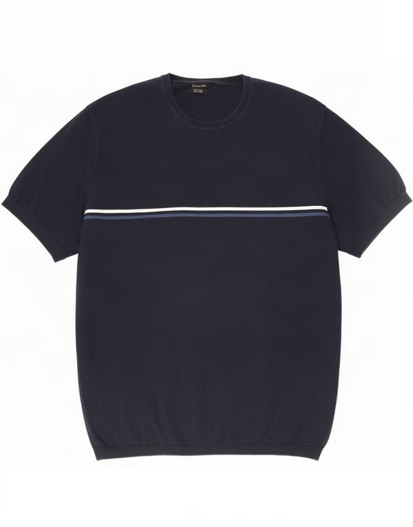 Massimo Dutti Herre T-Shirt Top XL Marineblå Bomuld