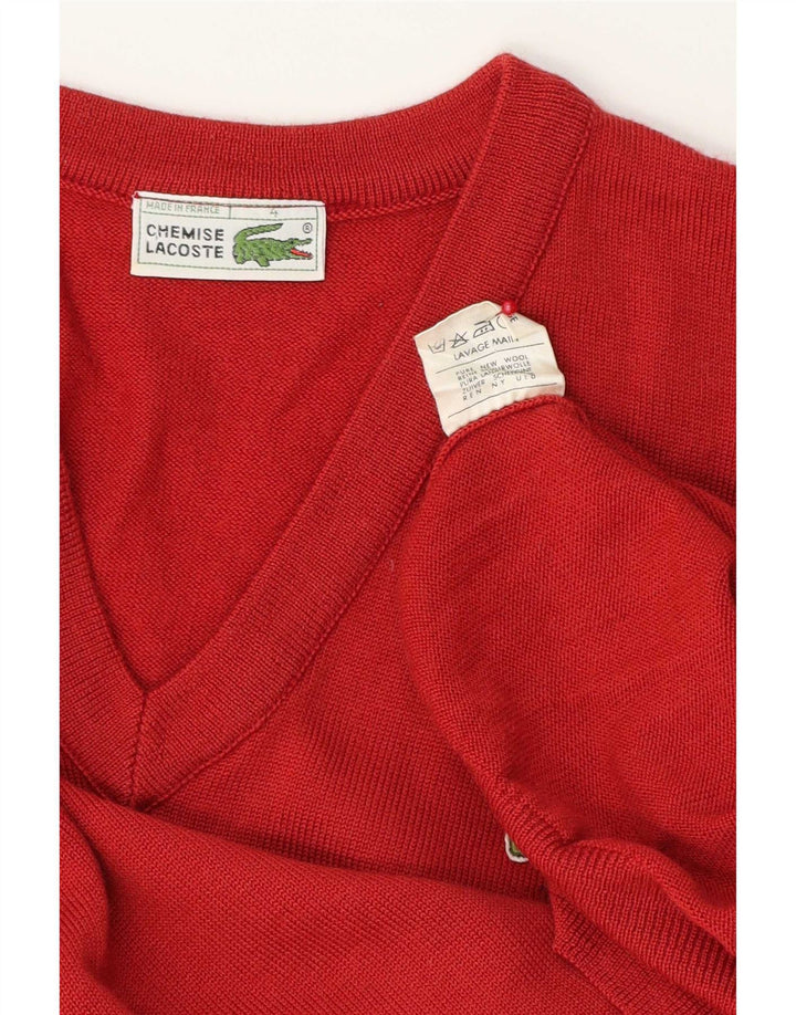 Lacoste Herre V-hals sweater str. 4 Medium Rød Ny Uld