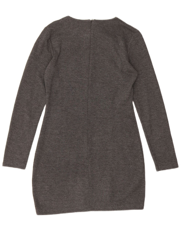 Zara Dame Langærmet Jumper Kjole UK 12 Medium Grå