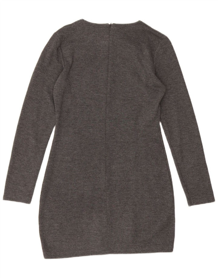 Zara Dame Langærmet Jumper Kjole UK 12 Medium Grå