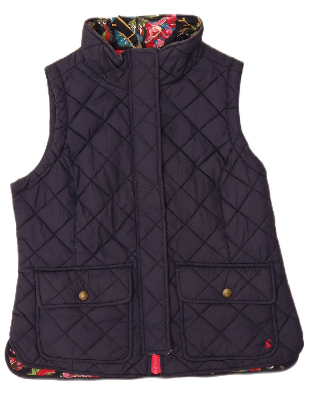 JOULES Dame Quilted Gilet UK 14 Large Navy Blue Polyamide