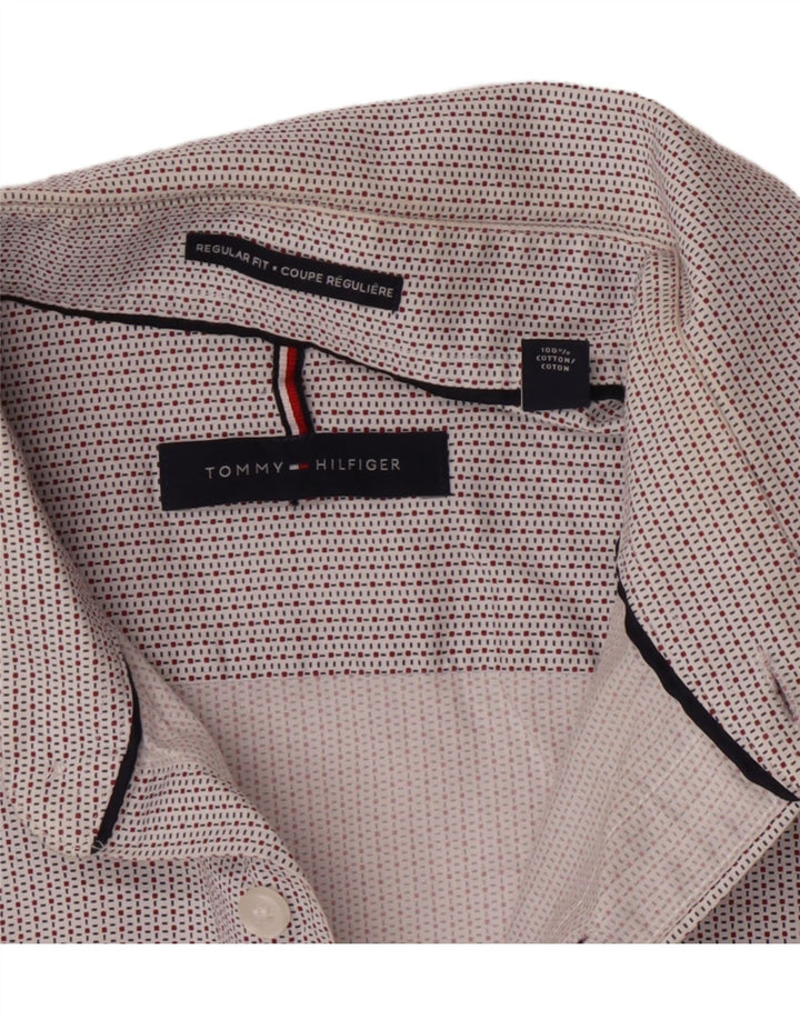 Tommy Hilfiger Herre Regular Fit skjorte størrelse 15 1/2 Medium hvid ternet bomuld