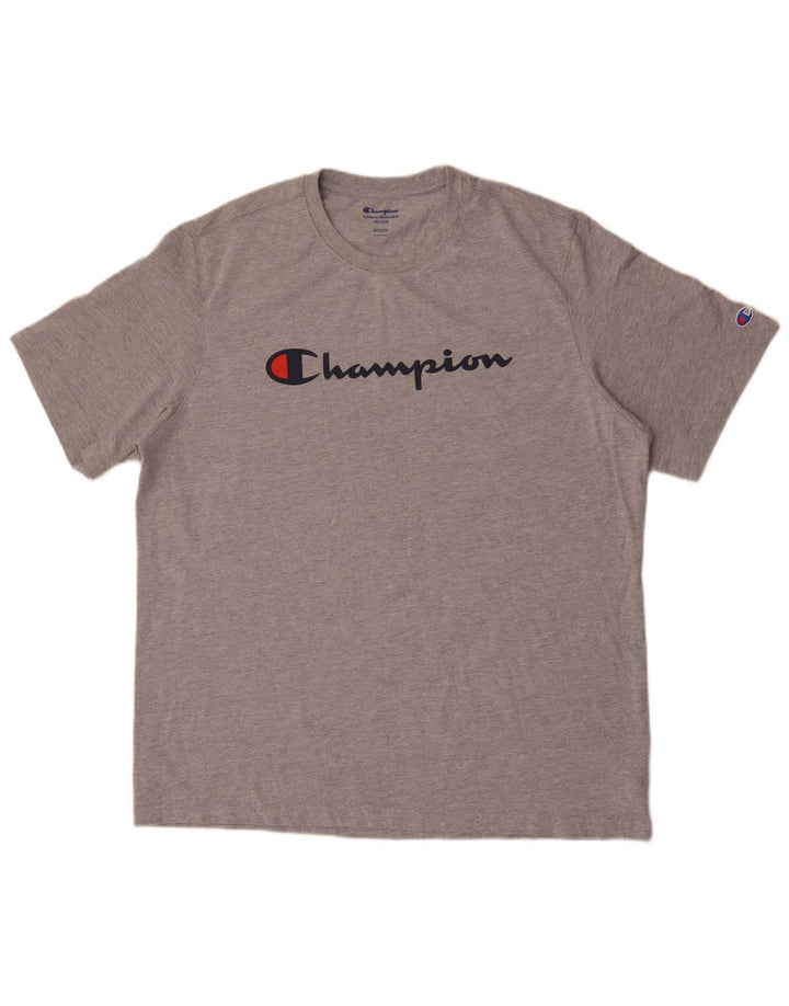 Champion Herre Grafisk T-Shirt Top 2XL Grå Bomuld