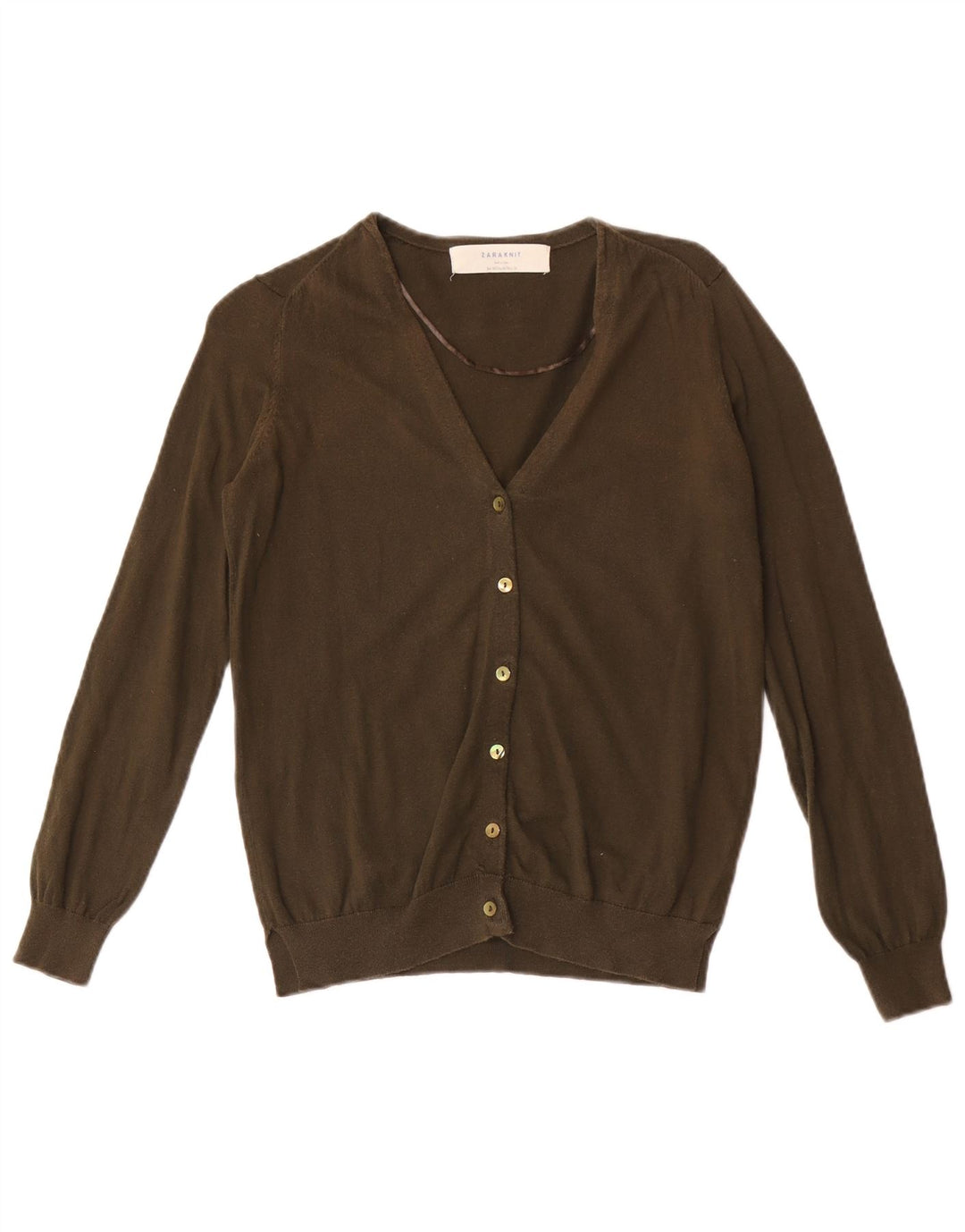 Zara Dame Cardigan Sweater UK 12 Medium Khaki
