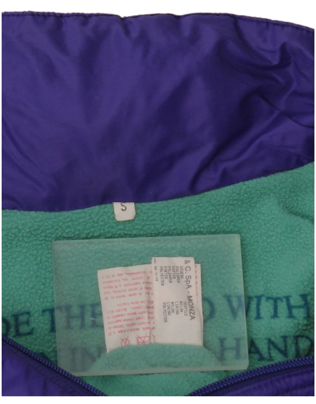 VINTAGE Herre Loose Fit Hættejakke anorak UK 36 Small Purple Colourblock