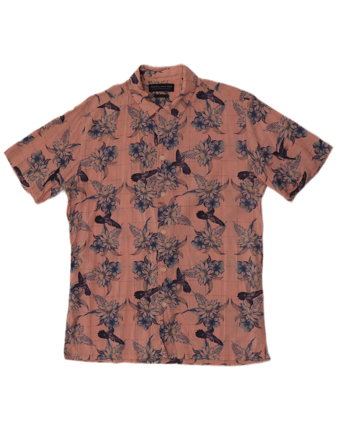 Jack & Jones Kortærmet Herreskjorte Medium Pink Blomsterbomuld