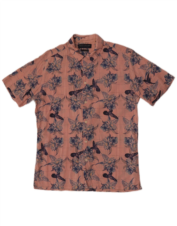 Jack & Jones Kortærmet Herreskjorte Medium Pink Blomsterbomuld