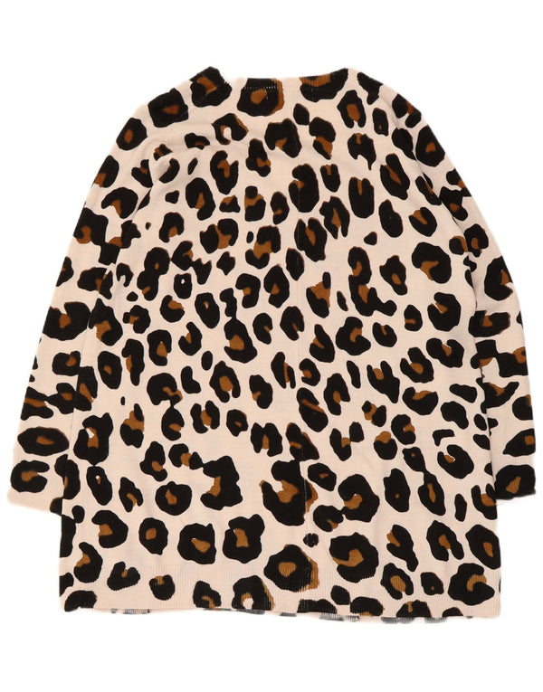Zara Dame V-hals sweater UK 14 Stort flerfarvet dyreprint