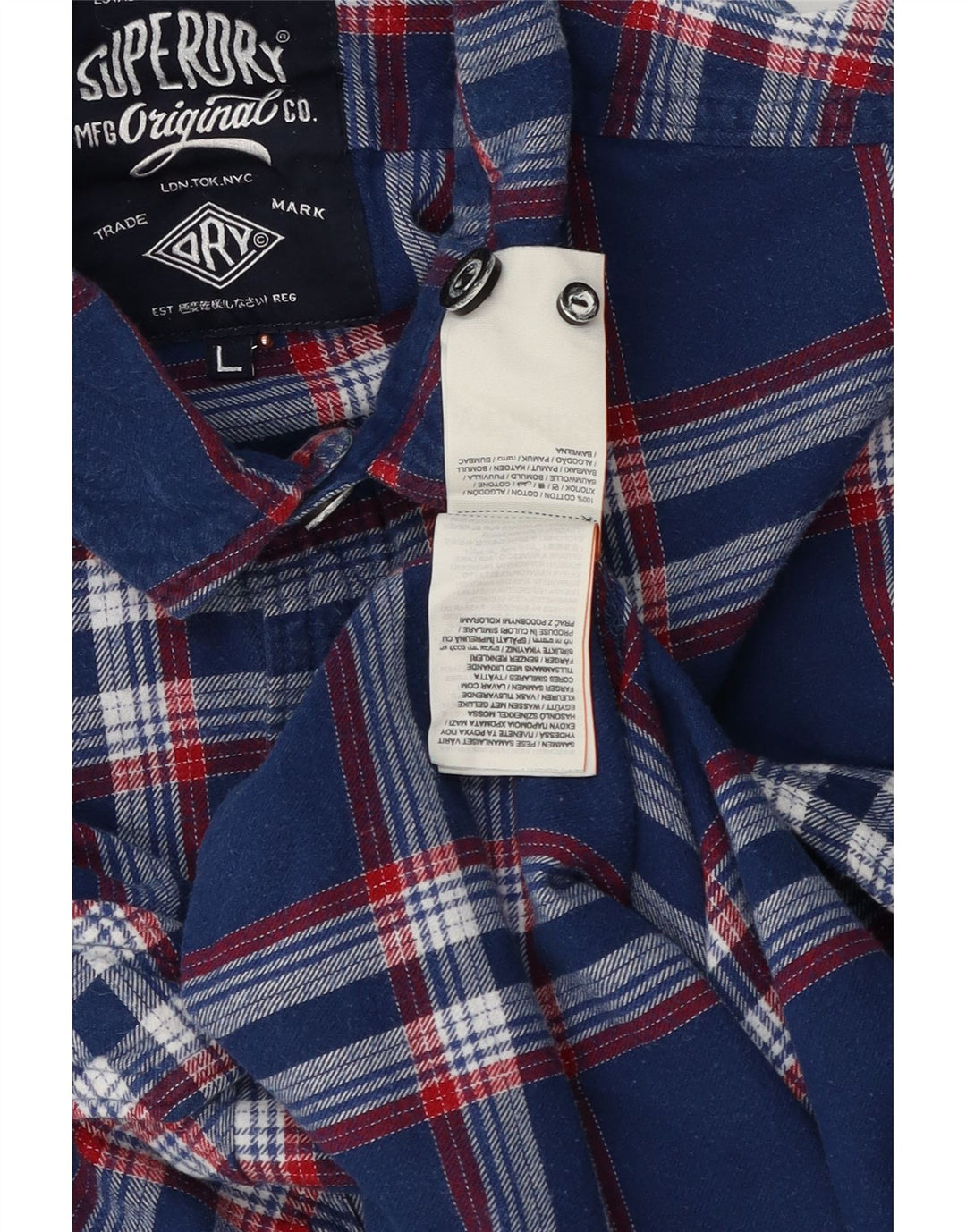 Superdry Flanelskjorte til mænd Stor marineblå ternet bomuld
