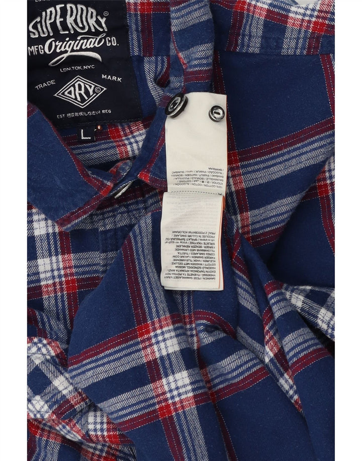 Superdry Flanelskjorte til mænd Stor marineblå ternet bomuld