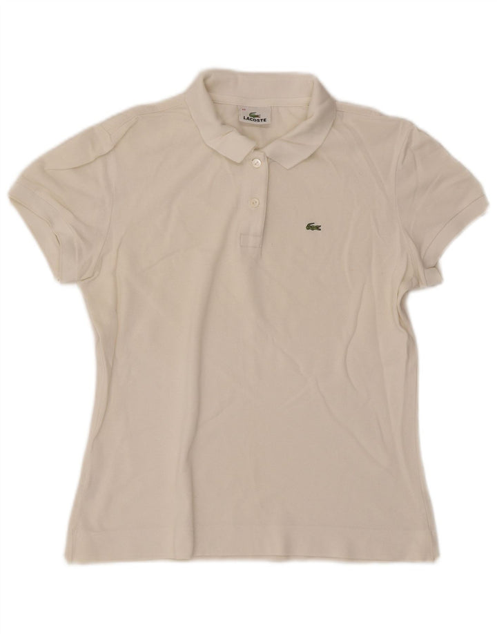Lacoste Dame Polo Shirt Størrelse 44 Stor Hvid Bomuld