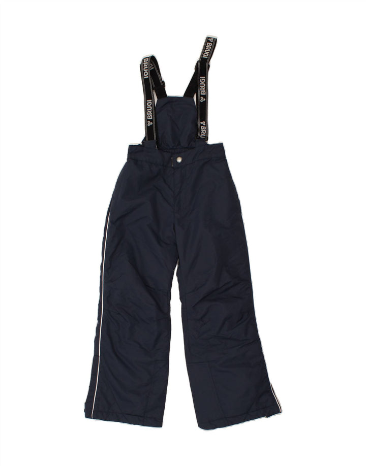 BRUGI Boys Graphic Dungarees Ski Trousers 7-8 Years  Navy Blue Polyester Vintage Brugi and Second-Hand Brugi from Messina Hembry 