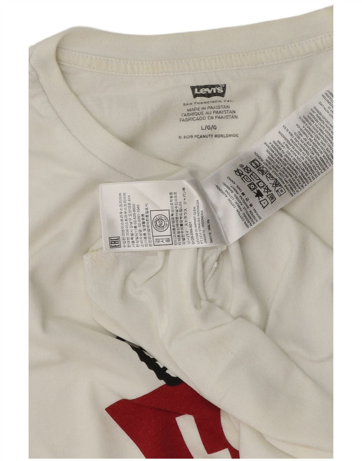 Levi's Herre Peanuts Grafisk T-shirt Top Stor hvid bomuld