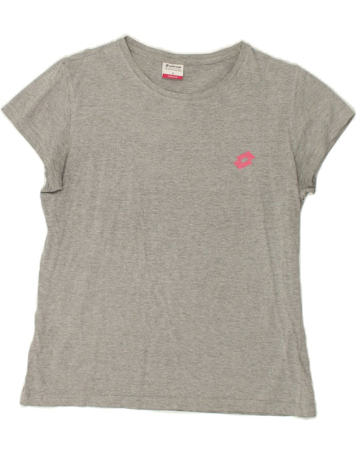 LOTTO Womens T-Shirt Top UK 12 Medium Grey Flecked Cotton Vintage Lotto and Second-Hand Lotto from Messina Hembry 