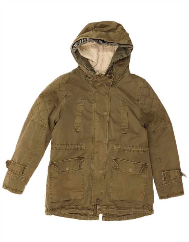 Zara Pige Hooded Parka Jacket 13-14 År Khaki Polyester