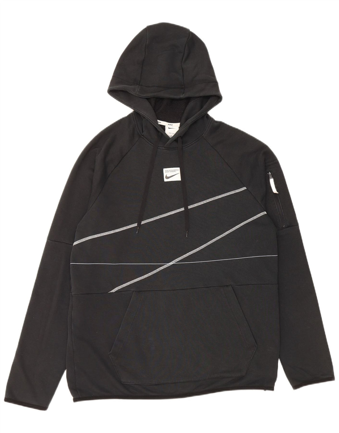 NIKE Herre Dri Fit grafisk hættetrøje Jumper Medium sort stribet bomuld