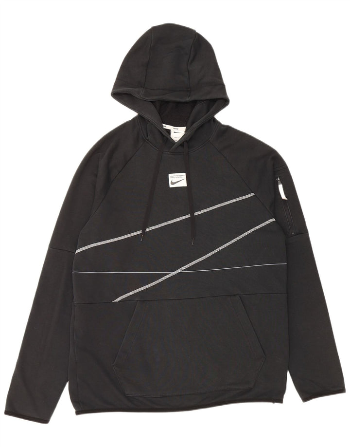 NIKE Herre Dri Fit grafisk hættetrøje Jumper Medium sort stribet bomuld