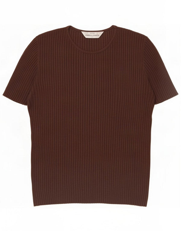 Marks & Spencer Dame St. Michael T-Shirt Top UK 14 Medium Brown Silk