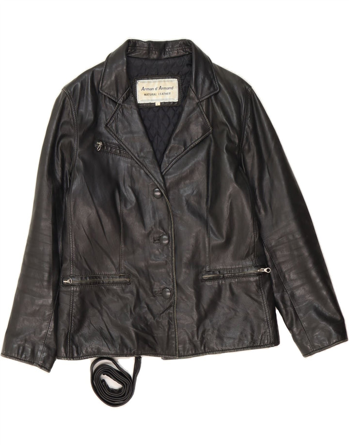 VINTAGE Womens Leather Jacket UK 16 Large Black Leather Vintage Vintage and Second-Hand Vintage from Messina Hembry 